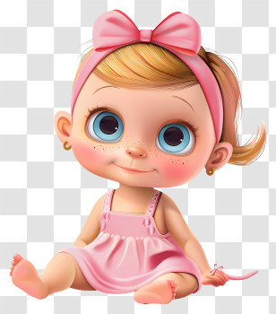 Baby Girl - Cute Cartoon Baby Girl In Pink Outfit Transparent PNG