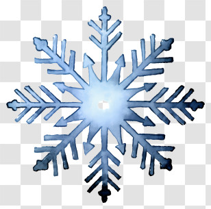 Snowflake - Illustrated Blue Snowflake With Frosty Details Transparent PNG