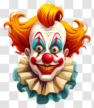 Clown - Creepy Colorful Clown Art For Halloween Transparent PNG