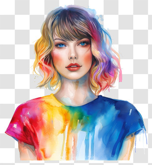 Taylor Swift - Colorful Portrait Of A Woman Illustration Transparent PNG