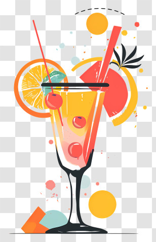 Cocktail Day - Colorful Cocktail Glass With Fruits Transparent PNG