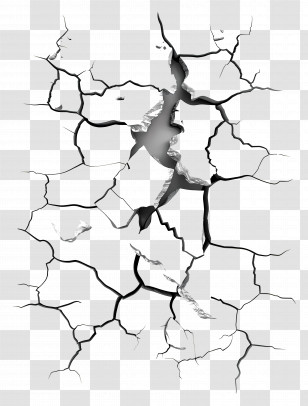 Broken Wall - Realistic Cracked Surface Design Transparent PNG