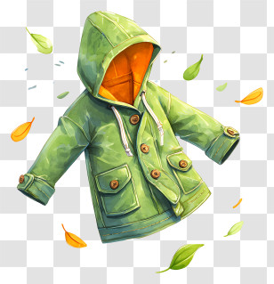 Floating Green Jacket - Cute Green Hooded Jacket Transparent PNG