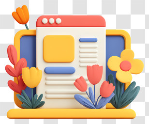 Online News - Colorful Floral Webpage Design Transparent PNG