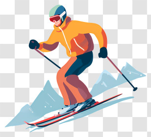 Skiing - Skier Racing Down Snowy Mountains Transparent PNG