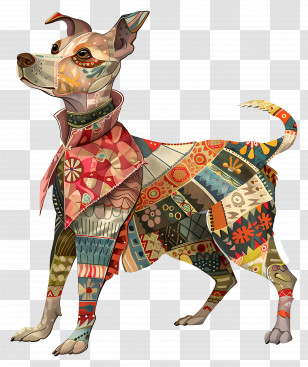 Cute Dog - Patchwork Dog Illustration Transparent PNG