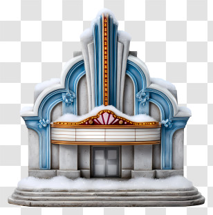 Winter Theater Marquee - Snowy Art Deco Theater Transparent PNG