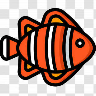 Clownfish - Orange Striped Fish Illustration Transparent PNG