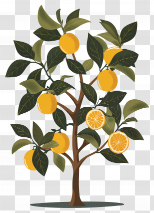 Lemon Tree - Orange Tree With Ripe Fruits Illustration Transparent PNG