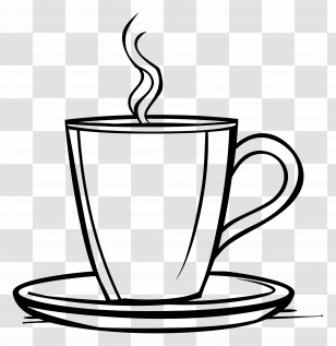 Coffee Cup - Line Art Of A Cup Of Coffee Transparent PNG