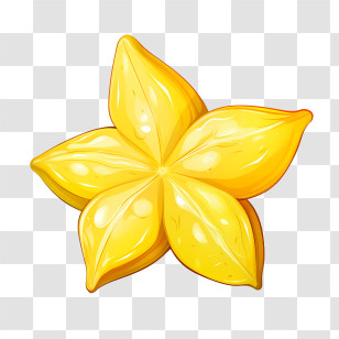 Starfruit - Shiny Yellow Carambola Star Fruit Illustration Transparent PNG