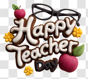 Happy Teachers Day Text - Happy Teacher's Day Text With Apples Transparent PNG