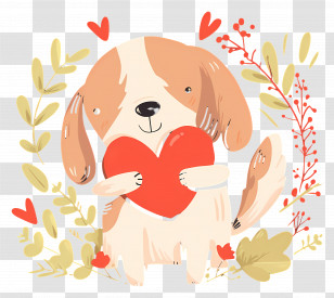 Dog Heart - Cute Dog Holding A Heart Transparent PNG
