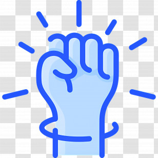 Fist Hand - Raised Fist Symbol With Blue Outline Transparent PNG