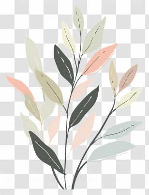 Pastel Leaf Illustration - Delicate Pastel Leaf Illustration Transparent PNG