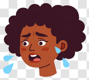 Upset Girl With Dropping Tears - Crying Cartoon Face With Tears Transparent PNG