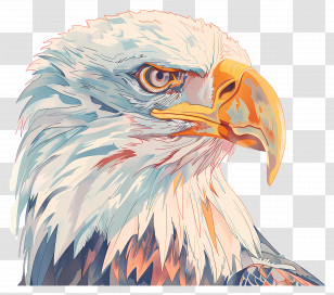 Eagle - Eagle Head Illustration With Detailed Feathers Transparent PNG