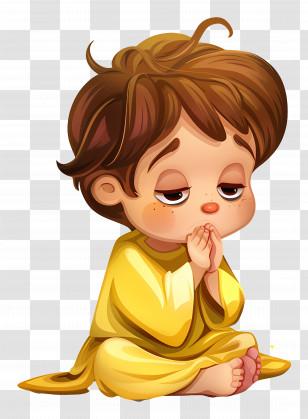 Baptism - Praying Child In Yellow Clothes Transparent PNG