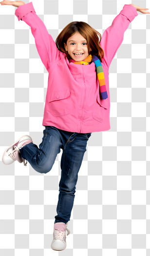 Girl - Happy Girl In Pink Coat Transparent PNG