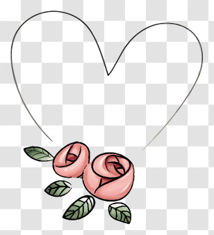 Black And White Rose - Heart With Roses Illustration Transparent PNG