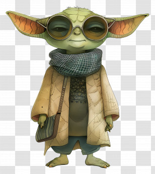 Yoda - Stylish Green Creature With Sunglasses Transparent PNG