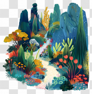 Garden Path - Colorful Forest Landscape Transparent PNG