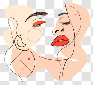 Makeup Woman - Abstract Faces Line Art Transparent PNG