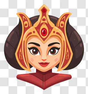 Queen Amidala - Ornate Queen Character Head Transparent PNG