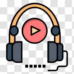 Modern Education Icon - Headphones And Play Button For Audio Listening Transparent PNG