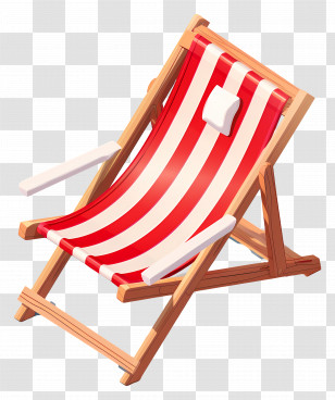 Deck Chair - Red And White Striped Deck Chair Transparent PNG