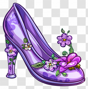 Stiletto Shoe - Elegant Purple High Heel With Floral Details Transparent PNG