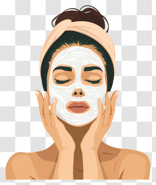 Woman Applying Mask - Woman With Facial Mask Illustration Transparent PNG