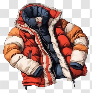 Blue - Striped Colorful Winter Jacket Illustration Transparent PNG