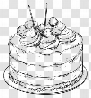 Cake Drawing - Black And White Layered Cake Transparent PNG