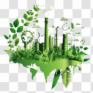 Green Industrial City - Green Industrial City With Eco-friendly Elements Transparent PNG