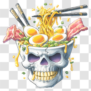 Ramen Noodles In Porcelain Skull - Spooky Skull Ramen Bowl Transparent PNG