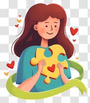 Woman Holding Puzzle Piece - Woman Holding Puzzle Piece With Love Transparent PNG