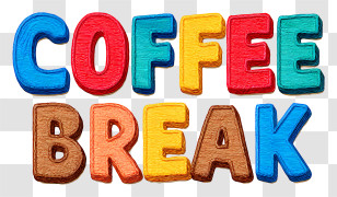 Coffee Break - Colorful Coffee Break Text Design Transparent PNG