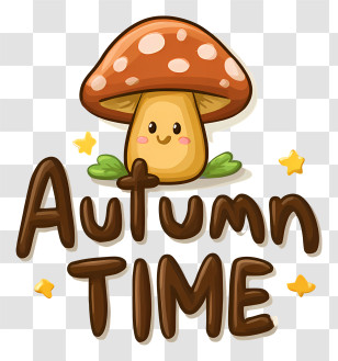 Autumn Logo Word - Autumn Time Cute Mushroom Transparent PNG