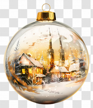 Christmas Glass Ball - Christmas Ornament With Winter Village Scene Transparent PNG