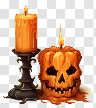 Halloween Candles - Skull-Shaped Halloween Candle With Holder Transparent PNG
