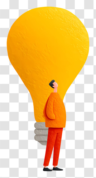 Light Bulb And Thinking - Yellow Lightbulb With Person Transparent PNG