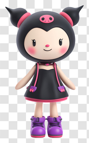Kawaii Kuromi - Cute Doll In Black Outfit Transparent PNG