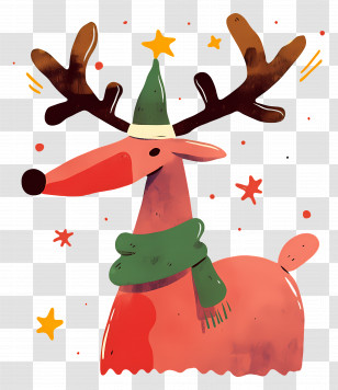 Christmas Deer - Cute Christmas Reindeer Illustration Transparent PNG