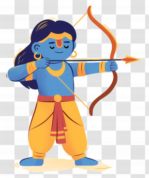 Lord Rama - Mythical Blue Archer Cartoon Illustration Transparent PNG