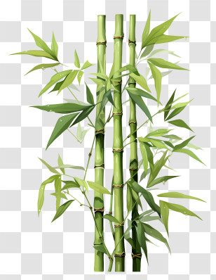 Watercolor Bamboo Stem - Bamboo Stems And Leaves In Natural Style Transparent PNG