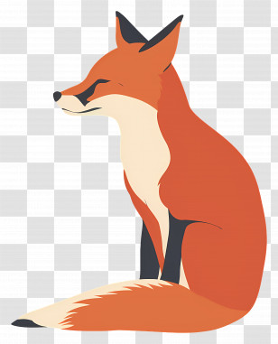 Fox - Cartoon Illustration Of A Sitting Red Fox Transparent PNG