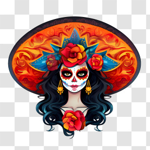 Day Of The Dead
 - Dia De Los Muertos Woman With Sugar Skull Makeup Transparent PNG