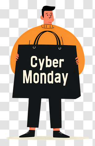 Man Cyber Monday Shopping Bag - Cyber Monday Shopping Promotion Transparent PNG