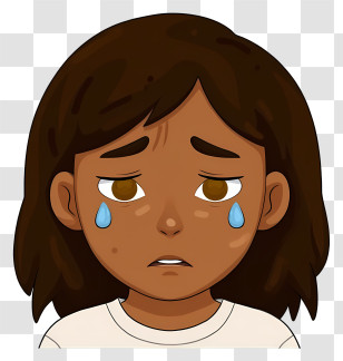 Upset Girl With Dropping Tears - Crying Child With Tears Transparent PNG